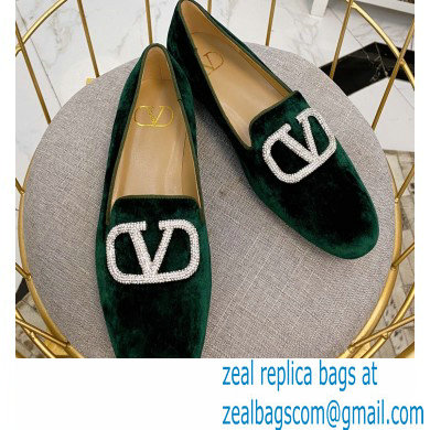 Valentino Vlogo Loafers Velvet Green 2020 - Click Image to Close