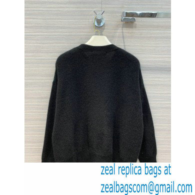 dior Black Cashmere Blend with Green and Blue Diamond Pattern sweater 2020
