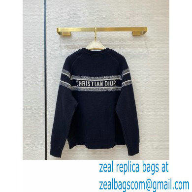 dior Blue Dior Oblique Cashmere Reversible Sweater 2020
