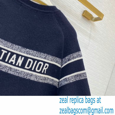 dior Blue Dior Oblique Cashmere Reversible Sweater 2020