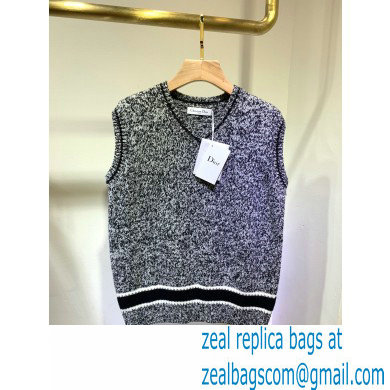 dior Blue and Gray Cashmere and Wool V-Neck Sleeveless Sweater 2020 - Click Image to Close