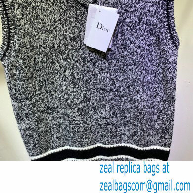 dior Blue and Gray Cashmere and Wool V-Neck Sleeveless Sweater 2020