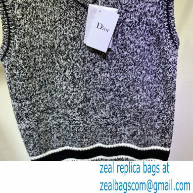 dior Blue and Gray Cashmere and Wool V-Neck Sleeveless Sweater 2020 - Click Image to Close