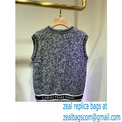 dior Blue and Gray Cashmere and Wool V-Neck Sleeveless Sweater 2020