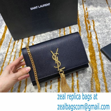 saint laurent Kate chain and tassel bag in caviar leather 474366 black/gold