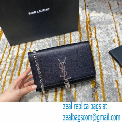 saint laurent Kate chain and tassel bag in caviar leather 474366 black/silver