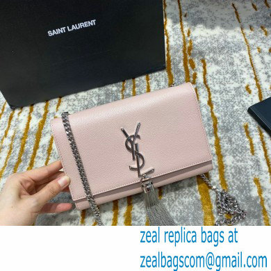 saint laurent Kate chain and tassel bag in caviar leather 474366 pink/silver - Click Image to Close