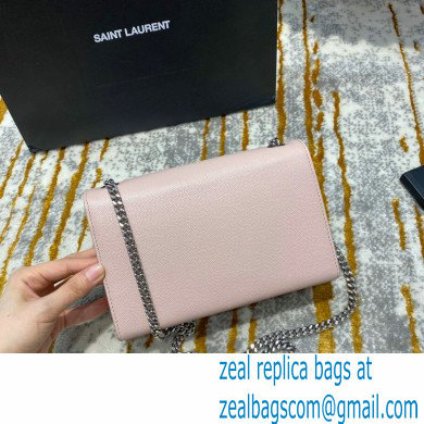 saint laurent Kate chain and tassel bag in caviar leather 474366 pink/silver