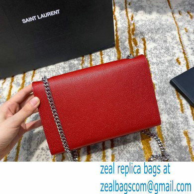 saint laurent Kate chain and tassel bag in caviar leather 474366 red/silver