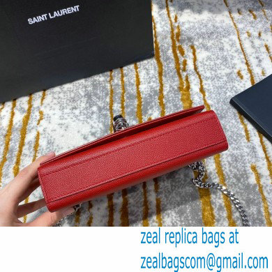 saint laurent Kate chain and tassel bag in caviar leather 474366 red/silver