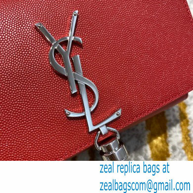 saint laurent Kate chain and tassel bag in caviar leather 474366 red/silver