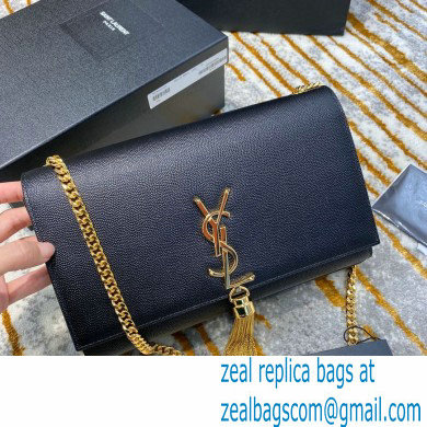 saint laurent Kate chain wallet with tassel in caviar leather 354119 black/gold - Click Image to Close