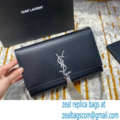 saint laurent Kate chain wallet with tassel in smooth calfskin 354119 BLACK/SILVER
