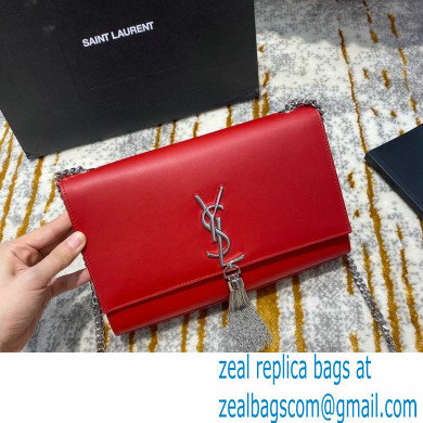 saint laurent Kate chain wallet with tassel in smooth calfskin 354119 red/SILVER - Click Image to Close