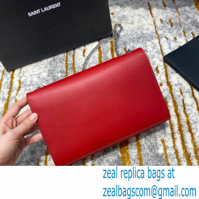 saint laurent Kate chain wallet with tassel in smooth calfskin 354119 red/SILVER