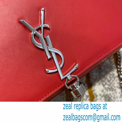 saint laurent Kate chain wallet with tassel in smooth calfskin 354119 red/SILVER - Click Image to Close
