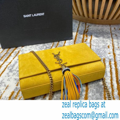 saint laurent Kate chain wallet with tassel in suede leather 501518 yellow - Click Image to Close