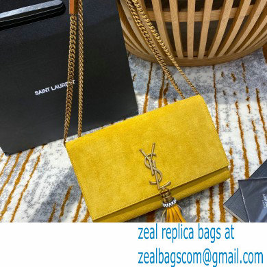 saint laurent Kate chain wallet with tassel in suede leather 501518 yellow - Click Image to Close