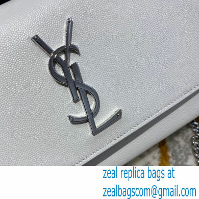 saint laurent Kate medium bag in caviar leather 354021 white/silver