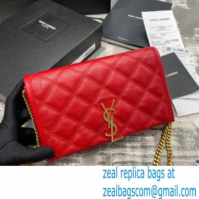 saint laurent becky chain wallet in lambskin 585031 red