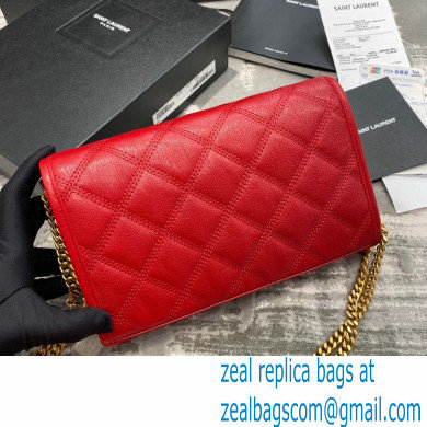 saint laurent becky chain wallet in lambskin 585031 red - Click Image to Close