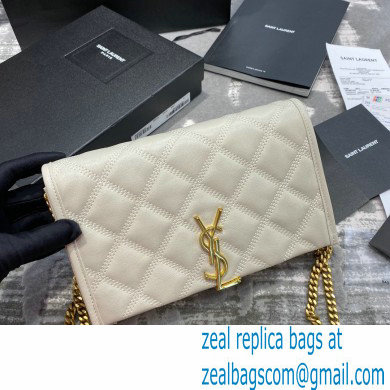 saint laurent becky chain wallet in lambskin 585031 white