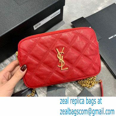 saint laurent becky clutch bag in lambskin 608941 red (original quality) - Click Image to Close