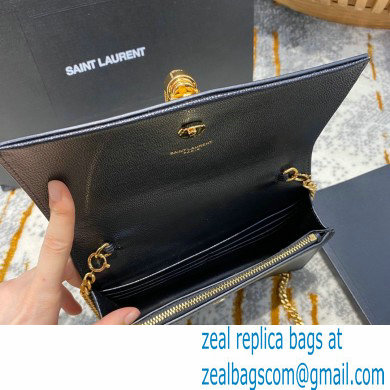 saint laurent small Kate chain wallet with tassel in caviar leather 452159 black/gold