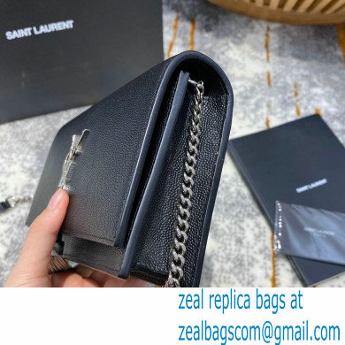 saint laurent small Kate chain wallet with tassel in caviar leather 452159 black/silver