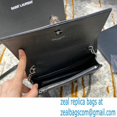 saint laurent small Kate chain wallet with tassel in caviar leather 452159 black/silver - Click Image to Close
