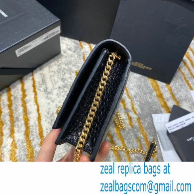 saint laurent small Kate chain wallet with tassel in crocodile embossed leather 452159 black/gold - Click Image to Close