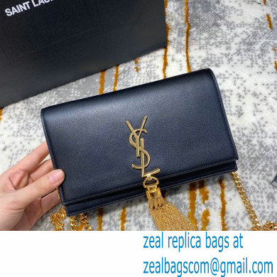 saint laurent small Kate chain wallet with tassel in smooth calfskin 452159 black/gold - Click Image to Close