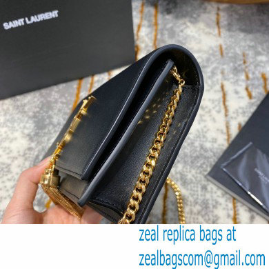 saint laurent small Kate chain wallet with tassel in smooth calfskin 452159 black/gold