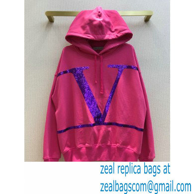 valentino sequins hooded sweatshirt pink 2020 - Click Image to Close