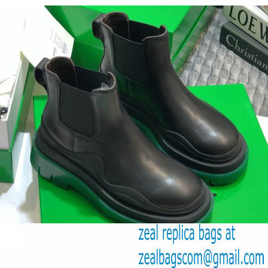 Bottega Veneta BV Tire Ankle Chelsea Boots Black/Green 2020