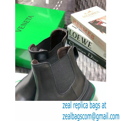 Bottega Veneta BV Tire Ankle Chelsea Boots Black/Green 2020 - Click Image to Close