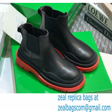 Bottega Veneta BV Tire Ankle Chelsea Boots Black/Red 2020 - Click Image to Close