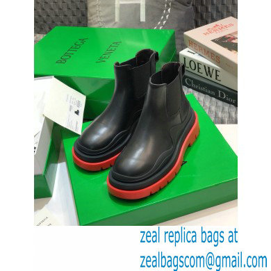 Bottega Veneta BV Tire Ankle Chelsea Boots Black/Red 2020