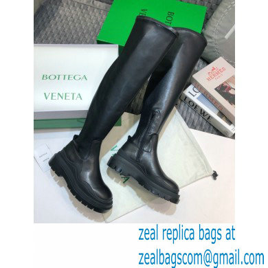 Bottega Veneta BV Tire Knee-high Boots All Black 2020 - Click Image to Close