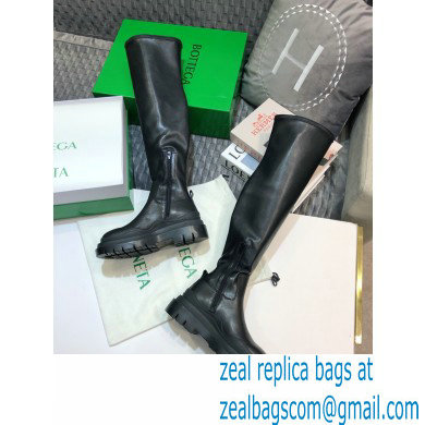 Bottega Veneta BV Tire Knee-high Boots All Black 2020 - Click Image to Close