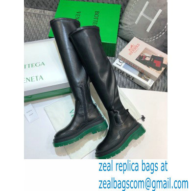 Bottega Veneta BV Tire Knee-high Boots Black/Green 2020