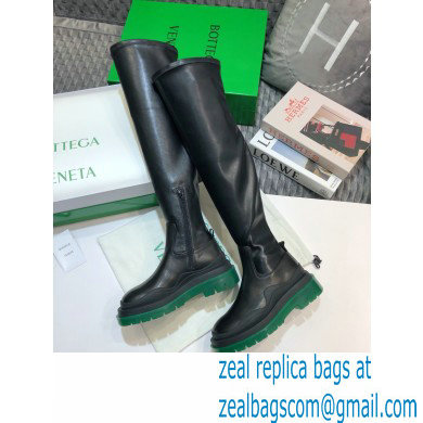 Bottega Veneta BV Tire Knee-high Boots Black/Green 2020 - Click Image to Close