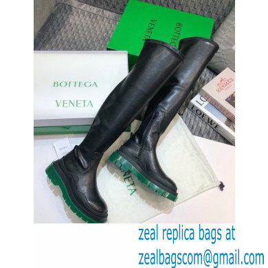 Bottega Veneta BV Tire Knee-high Boots Black/Green 2020 - Click Image to Close