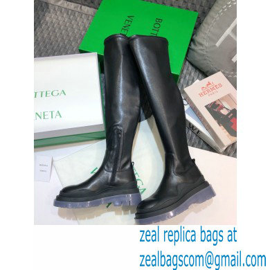 Bottega Veneta BV Tire Knee-high Boots Black/Transparent 2020 - Click Image to Close