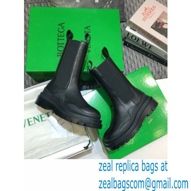 Bottega Veneta BV Tire Mid-Calf Chelsea Boots All Black 2020