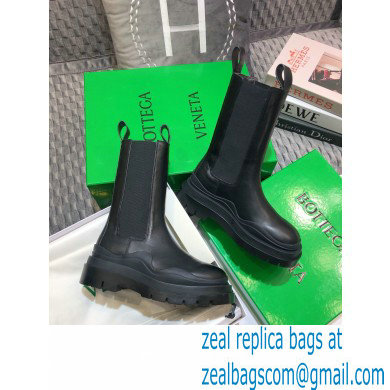 Bottega Veneta BV Tire Mid-Calf Chelsea Boots All Black 2020