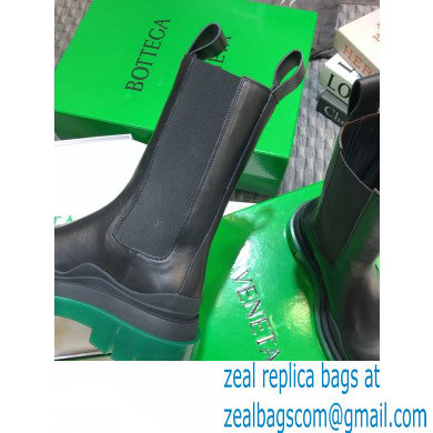 Bottega Veneta BV Tire Mid-Calf Chelsea Boots Black/Green 2020