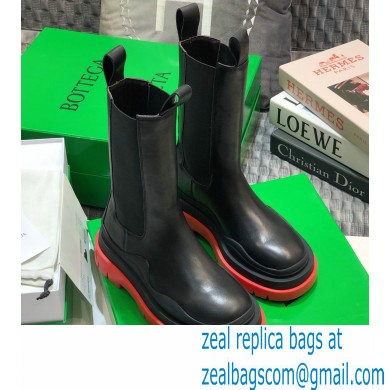 Bottega Veneta BV Tire Mid-Calf Chelsea Boots Black/Red 2020 - Click Image to Close