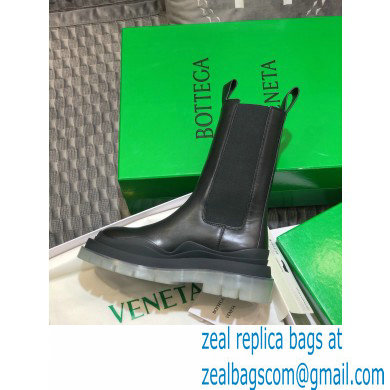 Bottega Veneta BV Tire Mid-Calf Chelsea Boots Black/Transparent 02 2020 - Click Image to Close