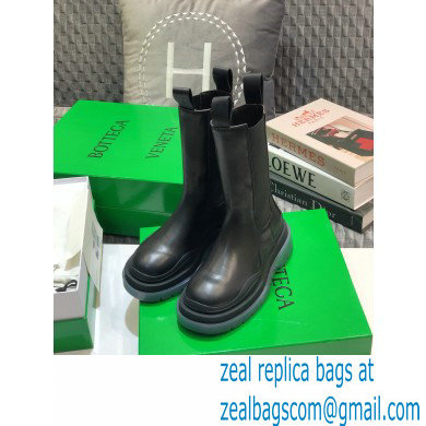 Bottega Veneta BV Tire Mid-Calf Chelsea Boots Black/Transparent 2020 - Click Image to Close